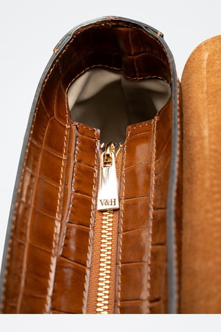 Bandolera de piel Sonia Croco - Camel