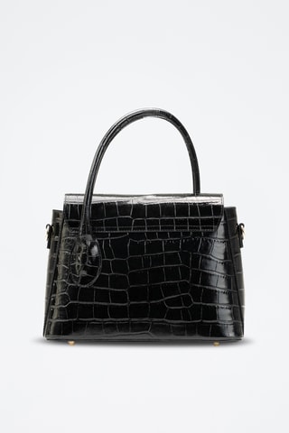 Bandolera de piel Sonia Croco - Negro
