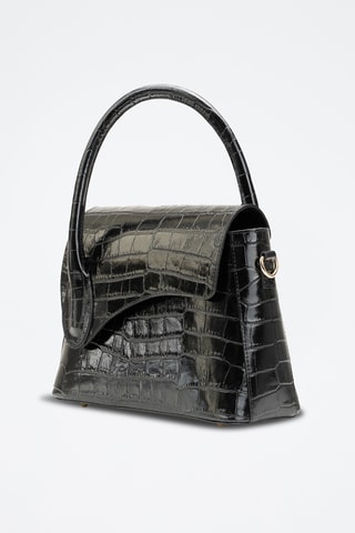 Bandolera de piel Sonia Croco - Negro