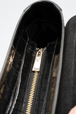 Bandolera de piel Sonia Croco - Negro
