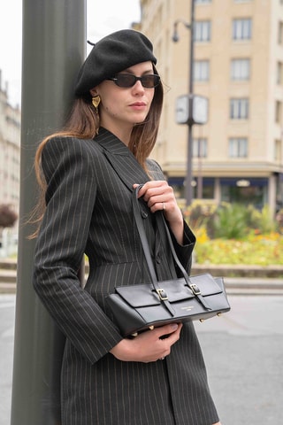 Bolso de piel Briana Box - Negro
