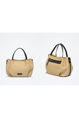 Bolso de rafia y piel Tahiti - Beige