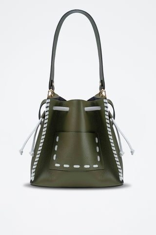 Bandolera de piel Claudia - Verde y blanco