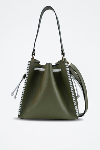 Bandolera de piel Claudia - Verde y blanco