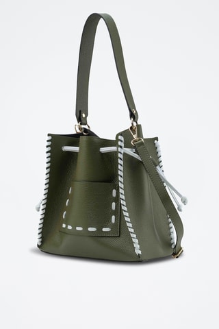 Bandolera de piel Claudia - Verde y blanco