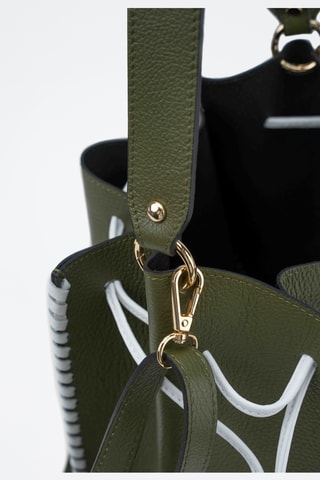 Bandolera de piel Claudia - Verde y blanco