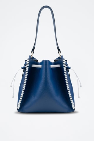 Bandolera de piel Claudia - Azul y blanco