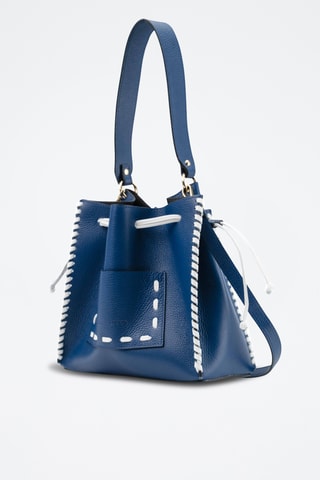 Bandolera de piel Claudia - Azul y blanco