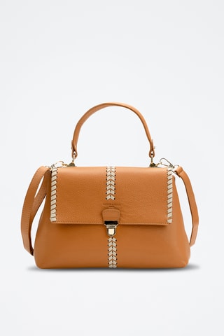 Bandolera de piel Rania - Camel y beige