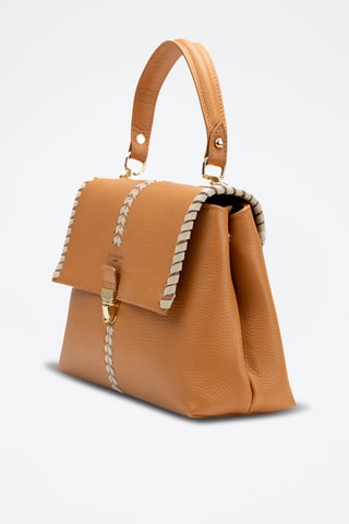 Bandolera de piel Rania - Camel y beige