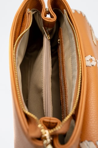 Bandolera de piel Rania - Camel y beige