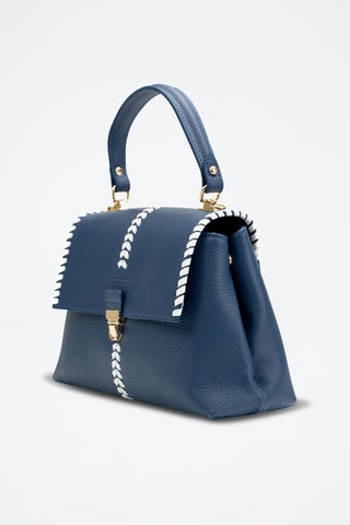 Bandolera de piel Rania - Azul y blanco