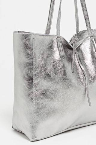 Bolso shopper de piel Vog - Plateado