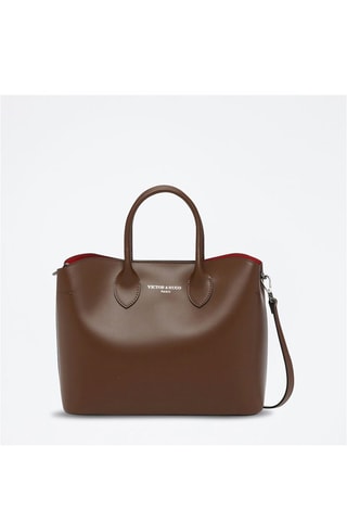 Bolso shopper de piel Nisa - Marrón