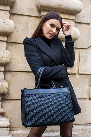 Bolso shopper de piel Nina - Negro