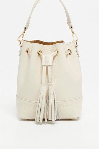 Bolso saco de piel Mini Livy - Blanco