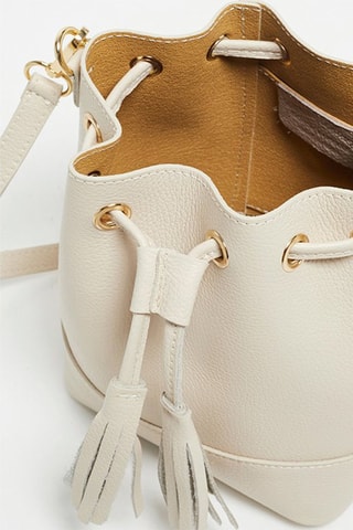 Bolso saco de piel Mini Livy - Blanco