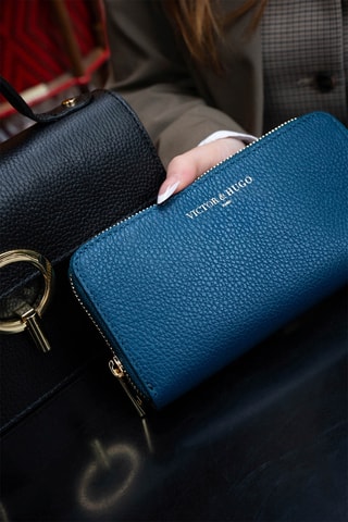 Cartera de piel Selma  - Azul