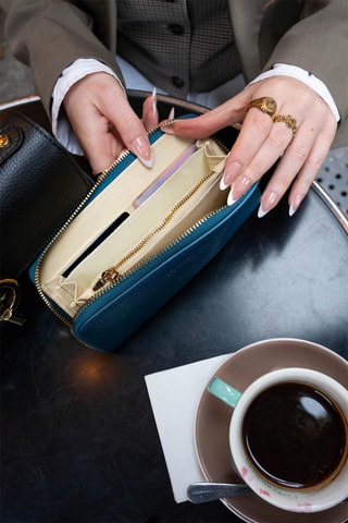 Cartera de piel Selma  - Azul