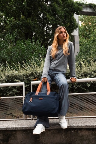 Bolsa de viaje de piel Jude - 37 cm - Azul y marrón