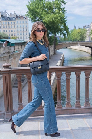 Bolso de piel Saige - Negro