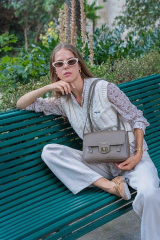 Bolso de piel Saige - Topo