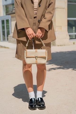 Bandolera de piel Rima - Camel y beige