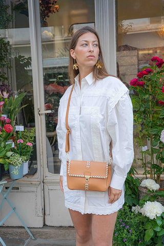 Bandolera de piel Rima - Camel y beige