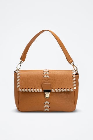 Bandolera de piel Rima - Camel y beige