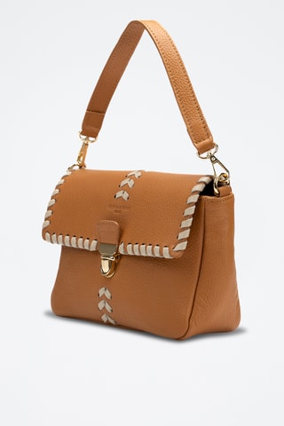 Bandolera de piel Rima - Camel y beige