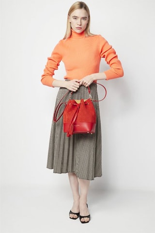 Bolso saco de piel Livy - Rojo