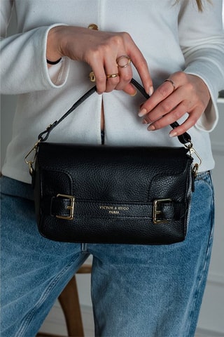 Bandolera de piel Lyana - Negro