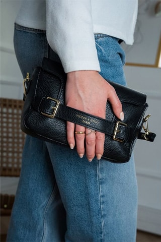 Bandolera de piel Lyana - Negro