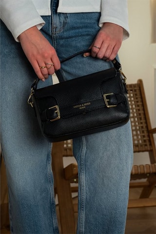 Bandolera de piel Lyana - Negro