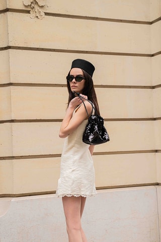 Bolso saco de lentejuelas Neza  - Negro