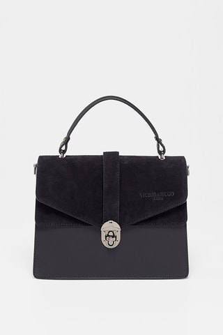 Bolso de piel y nobuk Eric - Negro