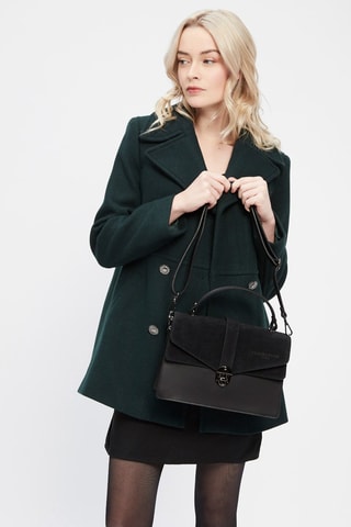 Bolso de piel y nobuk Eric - Negro