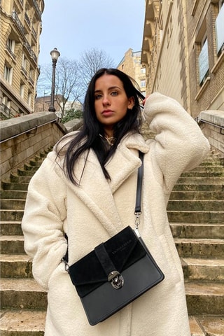 Bolso de piel y nobuk Eric - Negro