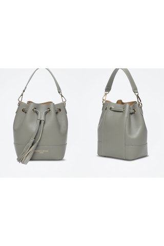 Bolso saco de piel Mini Livy - Gris