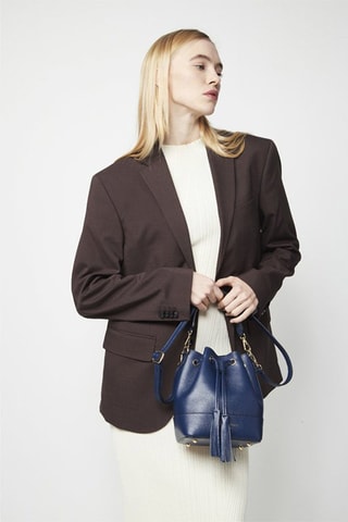 Bolso saco de piel Mini Livy - Azul