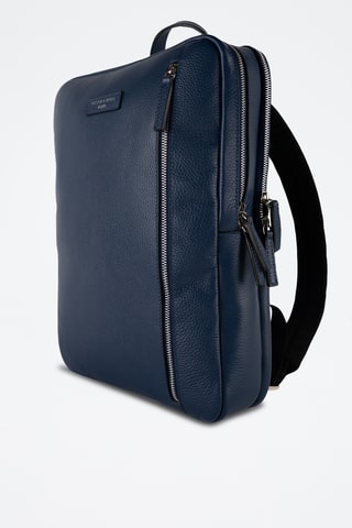 Mochila de piel Valencia - Azul marino