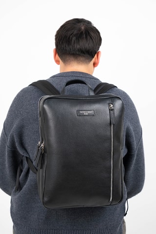 Mochila de piel Valencia - Negro