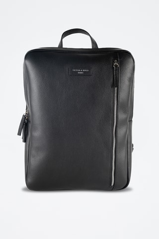 Mochila de piel Valencia - Negro