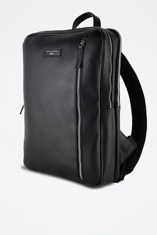 Mochila de piel Valencia - Negro