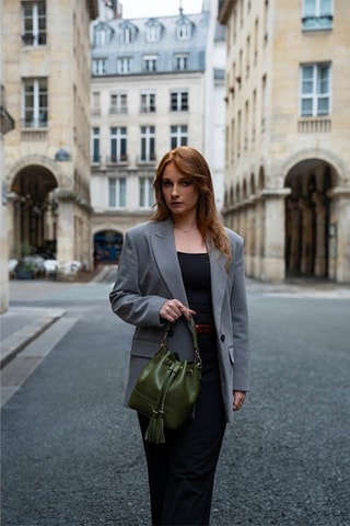 Bolso saco de piel Mini Livy - Verde