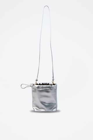 Bolso saco de piel Elva  - Plateado
