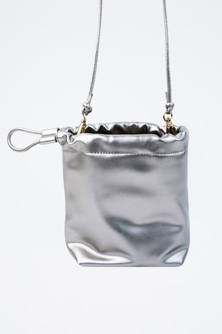 Bolso saco de piel Elva  - Plateado
