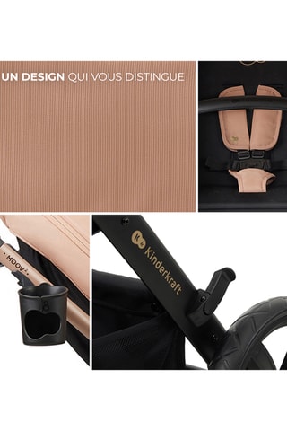 Poussette 4-en-1 + accessoires Moov 2 Air Wheels  - Dès la naissance - Jusqu'à 27 kg - Noir et beige