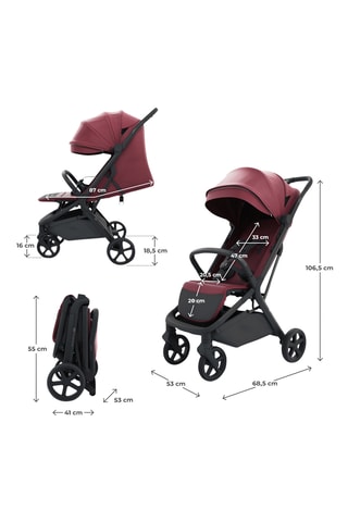 Poussette Nubi 3 - Bourgogne - Jusqu'à 22 kg - Rouge foncé