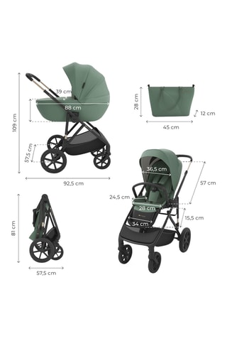 Poussette trio Prime 3 - Dès la naissance - Jusqu'à 22 kg - Vert